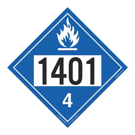 UN#1401 Dangerous When Wet Numbered Placard