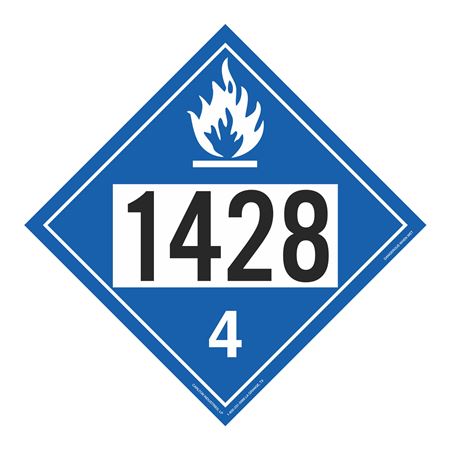UN#1428 Dangerous When Wet Stock Numbered Placard