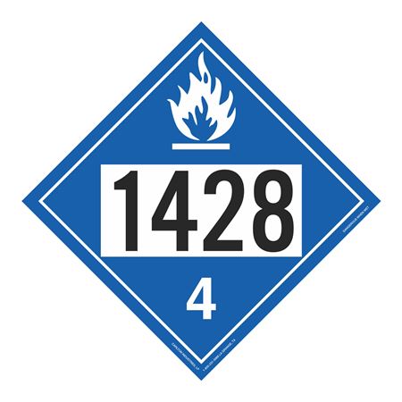 UN#1428 Dangerous When Wet Numbered Placard