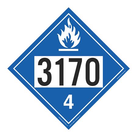 UN#3170 Dangerous When Wet Numbered Placard
