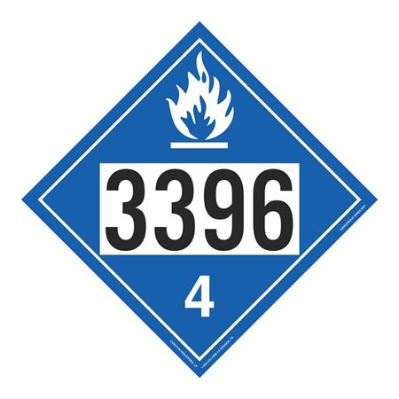 UN#3396 Dangerous When Wet Numbered Placard