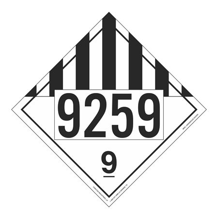 UN#9259 Class 9 Stock Numbered Placard