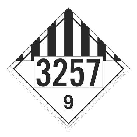 UN#3257 Class 9 Stock Numbered Placard