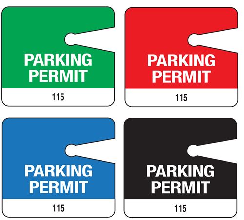 Parking Permit Tag - Numbered  3 1/2" x 4"