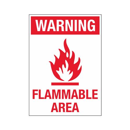 Warning Flammable Area Sign -  Polyethylene 10" x 14"