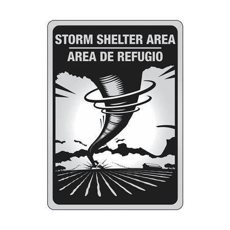 Storm Shelter Bilingual Area Sign Aluminum Reflective 10"x14"