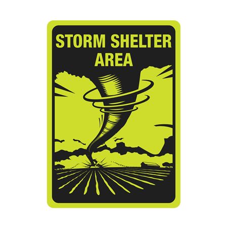 Storm Shelter Area Sign Luminescent Aluminum 10"x14"