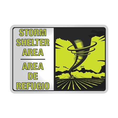 Aluminum Reflective Bilingual Storm Shelter Area Sign 7x10