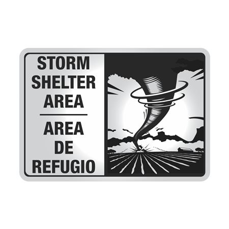 Storm Shelter Area Bilingual Sign Reflective Aluminum 7"x10"