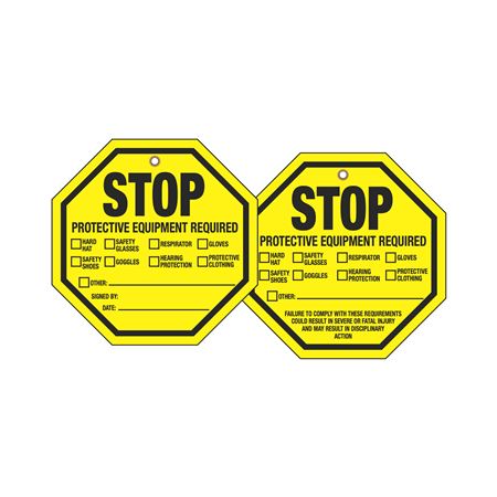 Stop Tags - Stop Protective Equipment Required - 8 x 8