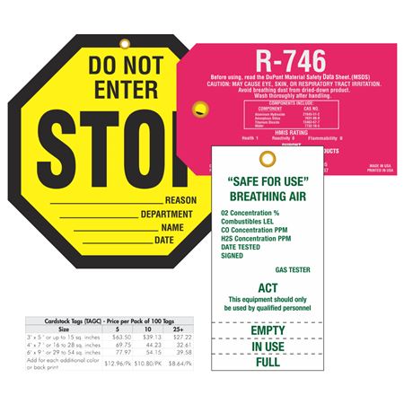 PK/100 Custom Tags - Cardstock