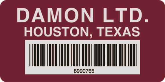 Custom Printed Tuff Tags - Up to 4 1/2 sq. in - Barcoded