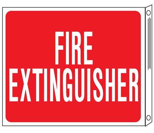 Two-Sided Flanged Signs - Fire Extinguisher 10x12