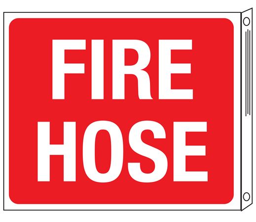 Two-Sided Flanged Signs - Fire Hose 10x12