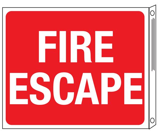 Two-Sided Flanged Signs - Fire Escape 10x12