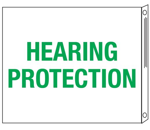 Hearing Protection Two-Sided Flanged Sign 10"x12"