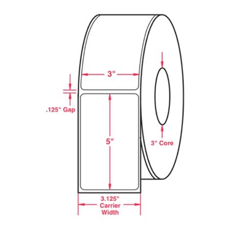 Direct Thermal Labels on a Roll - White Non-topcoated with Perforation-1200 Labels per Roll 3 x 5