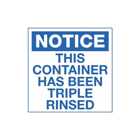 HazWaste Decals - Notice This Container Has Been Triple Rinsed