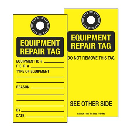 Equipment Repair Tag