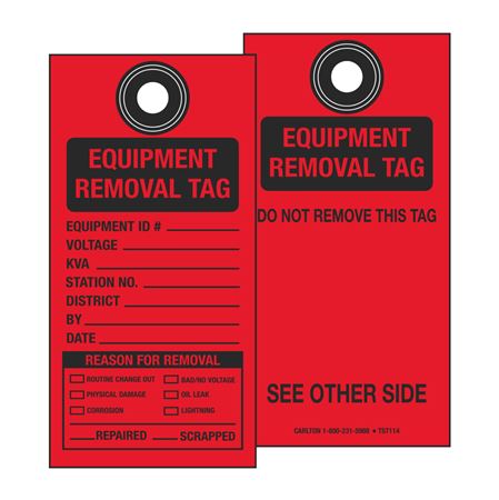 Equipment Removal Tag Red