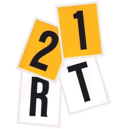 Vinyl Letters & Numbers - Pk 25 - Yellow/Black 5 1/2"