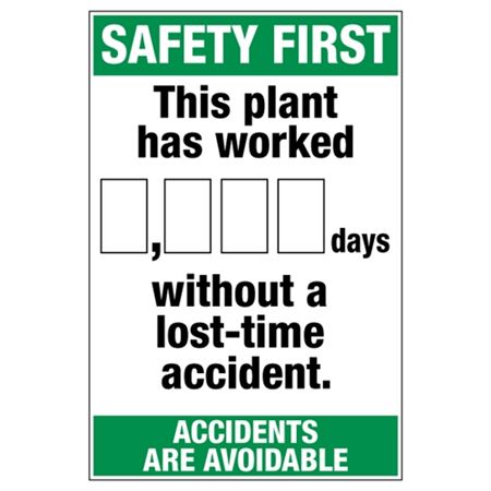 Safety First This Plant - Dry Erase Scoreboard 24 x 36