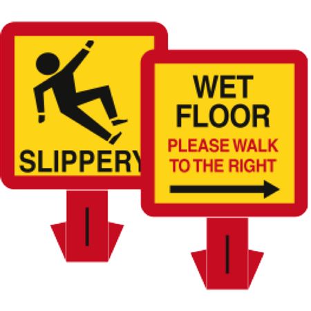 Wet Floor - Please Walk to the Right Warning Decal