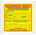 Pin Fed HazMat Labels - California State Regulated 6 x 6