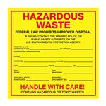 Exterior Hazardous Waste Paper Label on Roll of 500 - 6 x 6