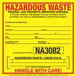 Hazardous Waste Decal - NA3082 Liquid