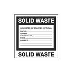 Assorted Pre-Printed HazWaste Labels  - Solid Waste 6 x 6