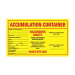 Assorted Pre-Printed HazWaste Labels -Accumulation Cont 6x10