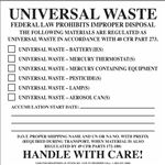 HazWaste Decals - Universal Waste Federal Law