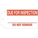 Stock Instruction Tags - Due For Inspection 2 7/8 x 5 3/4