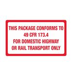 This Package Conforms To 49 CFR 173.4 - Label