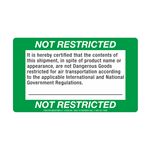 Not Restricted Shipping Label - 3 x 5
