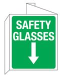 3D Safety Glasses Wall Sign with Down Arrow Symbol 8x14
