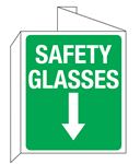 Safety Glasses w/Down Arrow Symbol 3D Wall Sign 8"x14"