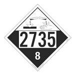 UN#2735 Corrosive Stock Numbered Placard