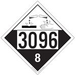 UN#3096 Corrosive Stock Numbered Placard Rem. Adhesive