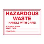 Hazardous Waste Handle With Care Label - 4 x 6