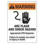 Warning Arc Flash and Shock Hazard Vinyl Sign - 10x14