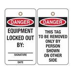 Danger Equipment Locked Out By Tag