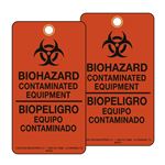 Biohazard Bilingual Warning Tags Orange 3 1/8 x 5 5/8