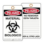 Peligro Material Biologico Biohazard Tag 3 1/8 x 5 5/8