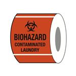 Paper Labels Biohazard Contaminated Laundry 4 x 4