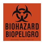 Bilingual Biohazard Warning Paper Labels - Biopeligro