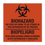 Bilingual Biohazard No Food or Drink... - Biopeligro