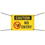 Bungee Barrier Sign - Caution No Entry