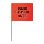 Printed Stock Flags - Buried Telephone Cable - Orange 4 x 5